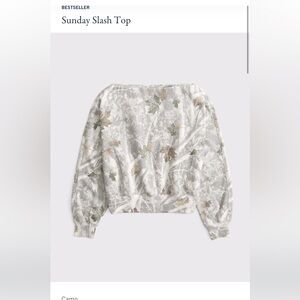 Sunday Slash Top - Camo Print Off-White Sweatshirt